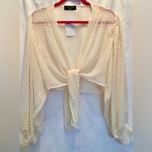 Cream Swiss Dot Shrug